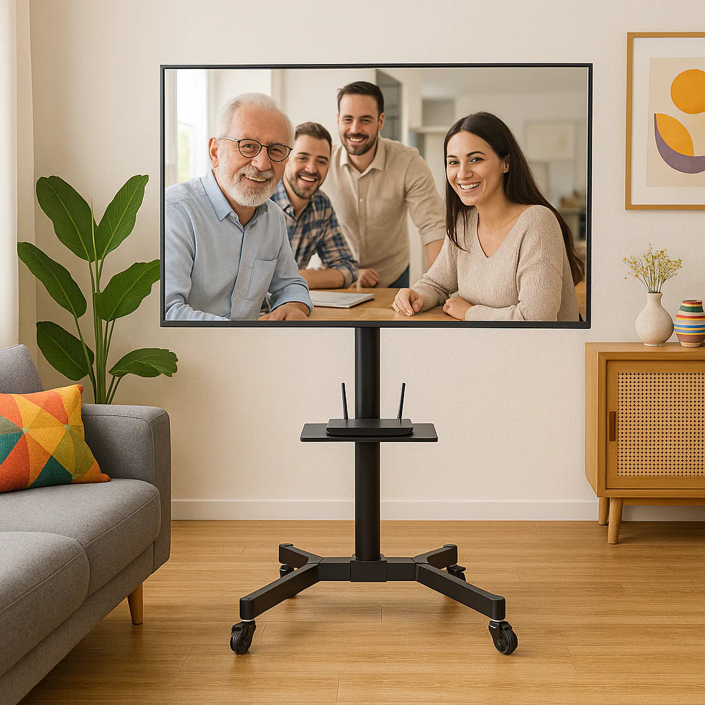Soporte Móvil de Piso para TV 32’’–65’’ con Ruedas y Estante