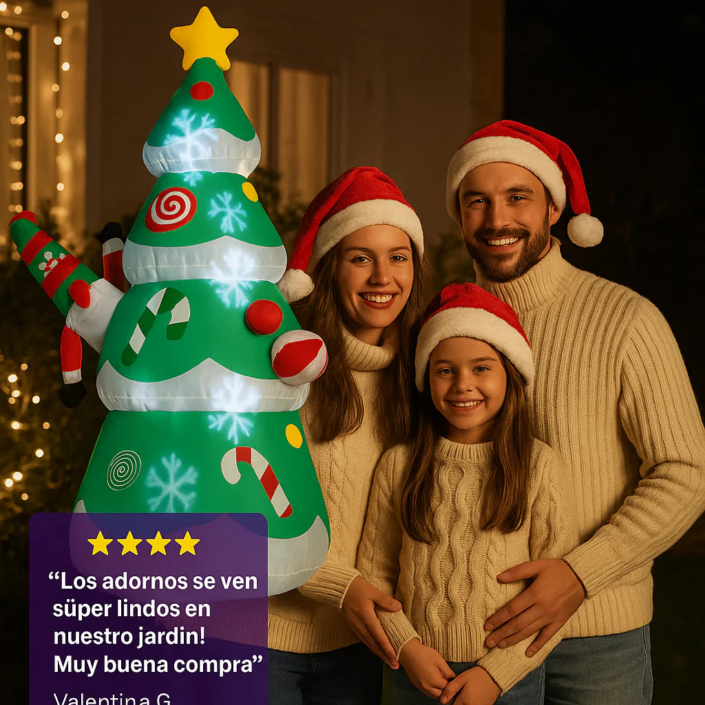 Arbol navideño y duende Inflable