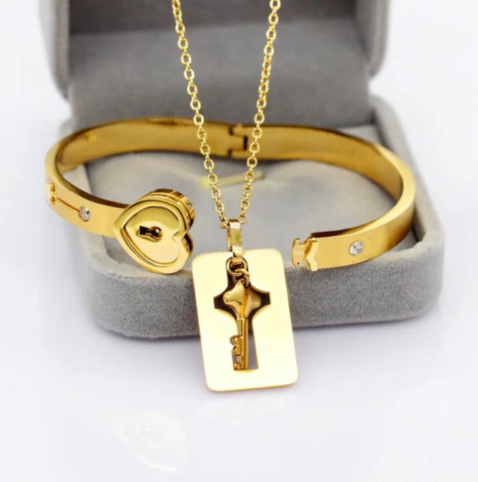 Set De Joyeria En Acero Inoxidable Love