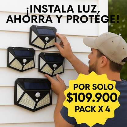 Más luz, más seguridad, cero consumo - LAMPARA SOLAR PACK 4