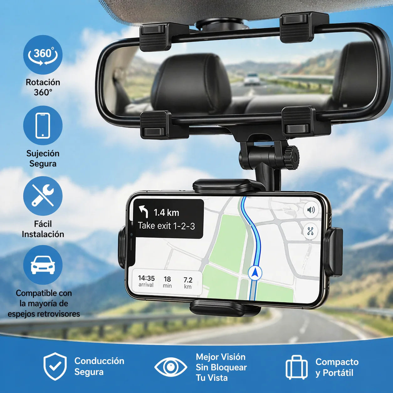 Soporte Celular Espejo Retrovisor