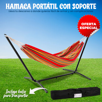 Hamaca con Soporte (incluye Bolso) - Soporta hasta 170 kilos