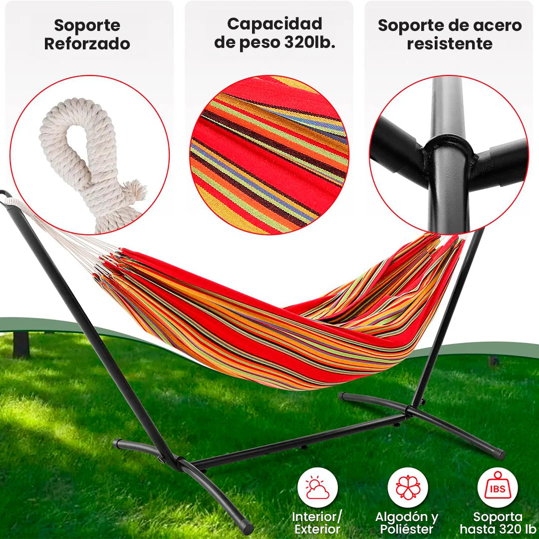 Hamaca con Soporte (incluye Bolso) - Soporta hasta 170 kilos