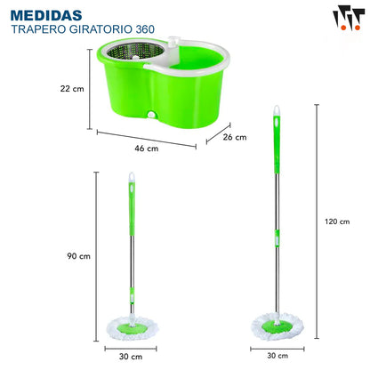 TrapPro 360° (2 Mopas + Balde Escurridor)