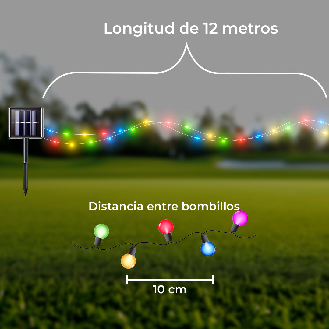 Luces Navideñas (15 METROS) + SE CARGAN CON ENERGIA SOLAR