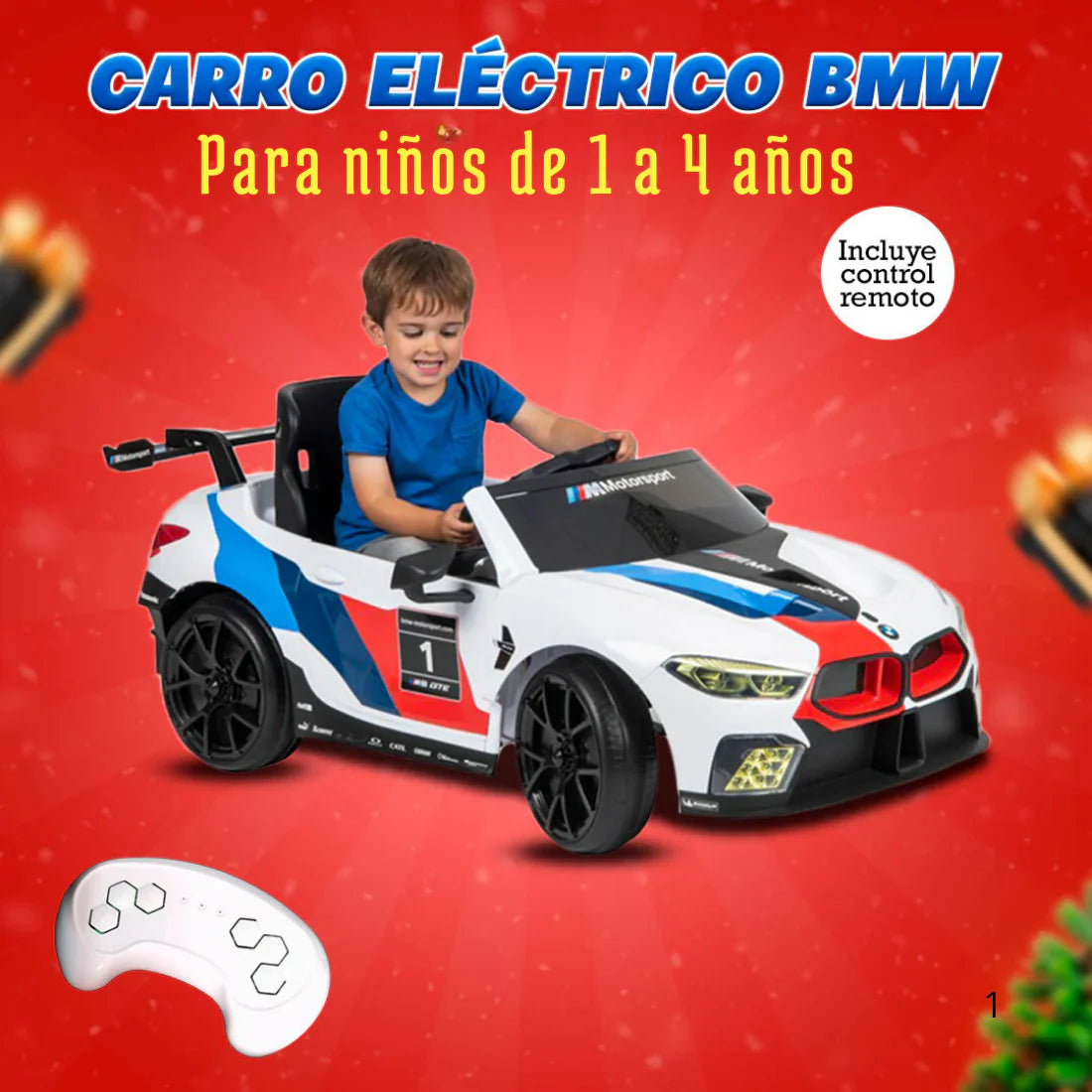 Carro eléctrico BMW con Control remoto para niños de 1 a 4 años