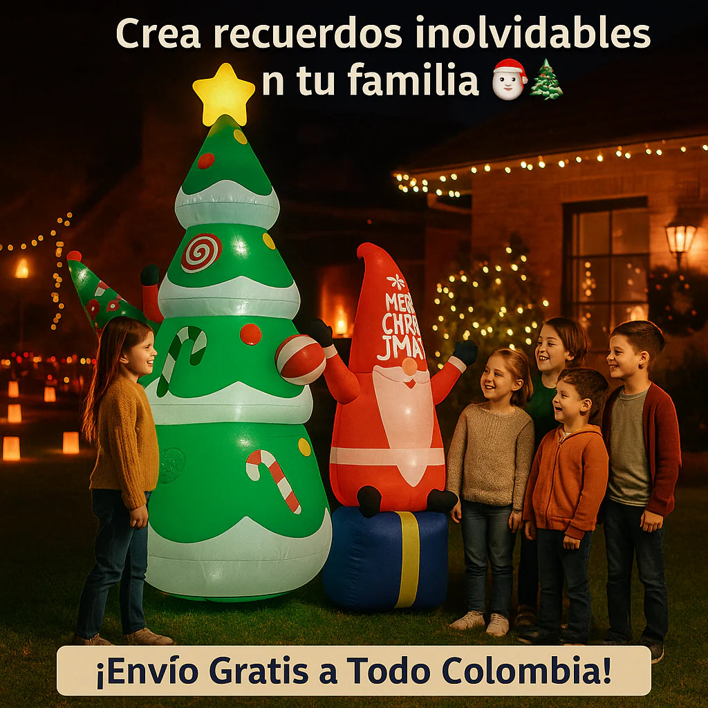 Arbol navideño y duende Inflable