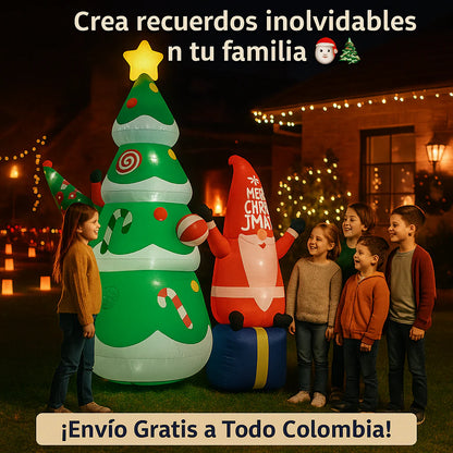 Arbol navideño y duende Inflable